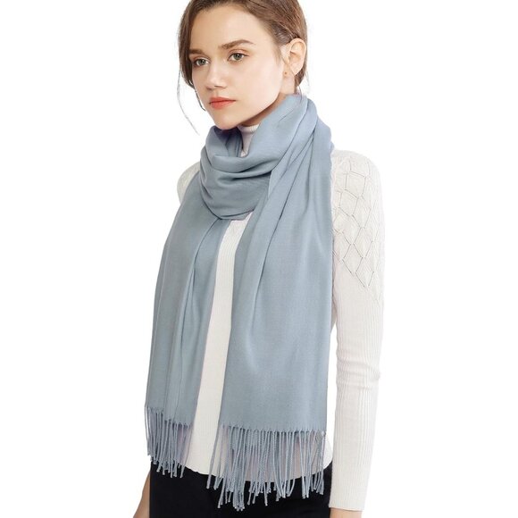 ⚡Women Dull Blue Pashmina Shawls Evening Dress Bridesmaid Winter Warm Long Scarf - Picture 4 of 7